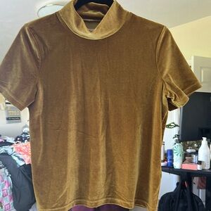 Madewell Velvet Short Sleeve Top in Gold